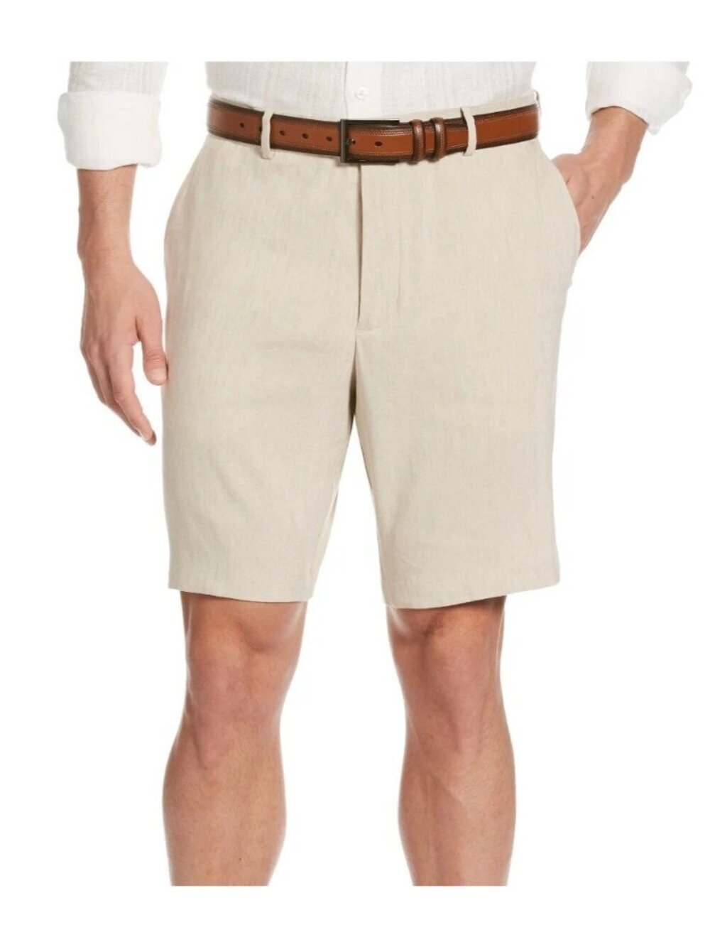 NWT Van Heusen Men's 40 Beige Chino Shorts Flat Front 100% Cotton Twill F1365